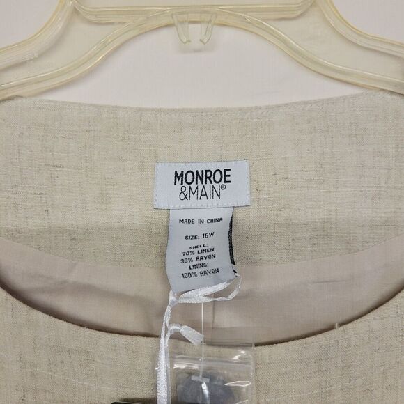 Monroe & Main Size 16W Oatmeal Anyone For Brunch  (Jacket Only) Linen Blend - Picture 3 of 7